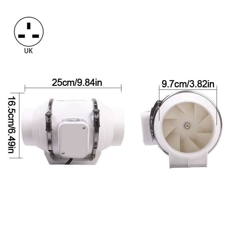 1o0mm 4Inch Diameter Inline Extractor Fan Bathroom Shower Ceiling Loft Mount. No Remote Control - Image 4