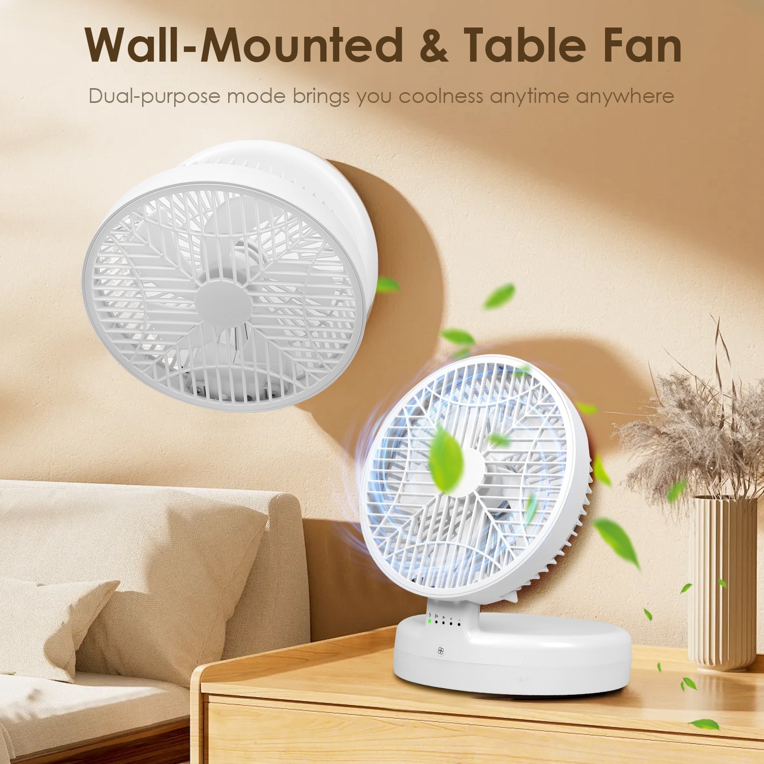 Quiet Table Fan 90 Degree Foldable Desk Fan With 4 Wind Speeds Type-C Rechargeable Wall-Mounted Fan Portable Desktop Fan For Home Bedroom Kitchen Office Outdoor Travel - Image 5