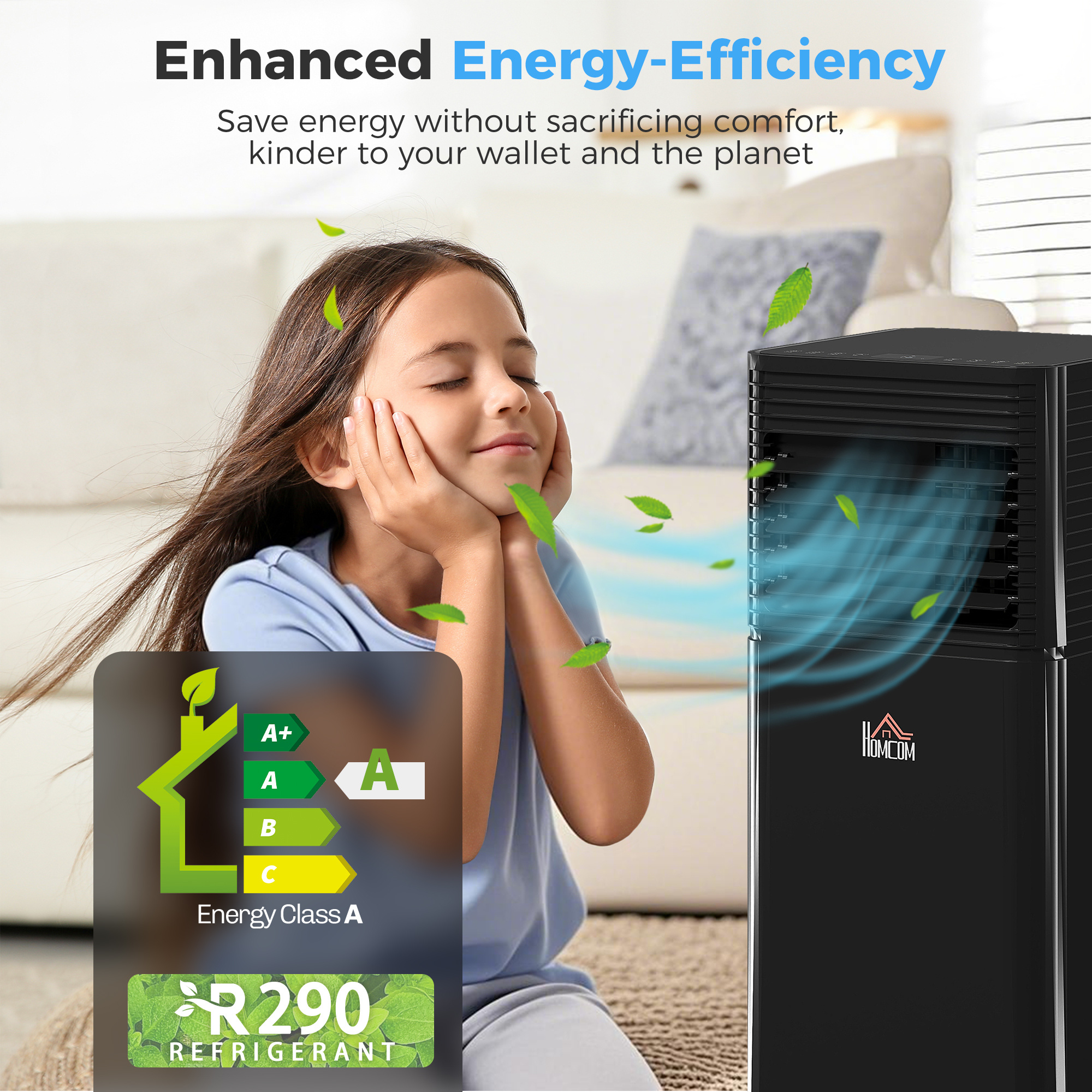 10000 BTU Portable Air Conditioner with Dehumidifier, Cooling Fan, Sleep, Remote, 24H Timer, Auto Off, Black - Image 5