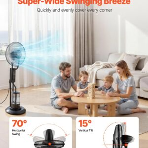 Misting Fan, 3 Wind Speeds Misting Standing Fan, Mister Cooling Fans With 0.79 Gal Water Tank, Remote & Panel Control, Water Cooling Fans For Indoor, Outdoor, Garage, Patio, Living Room, 3 Modes
