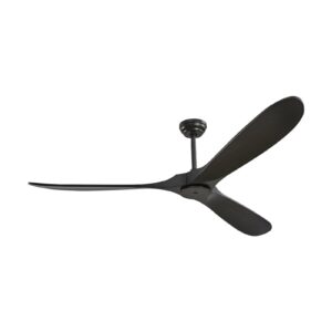 72 Inch Ceiling Fan Without Light, 6-Speed Remote Control, 3-Wood-Blade, Reversible DC Motor, Modern Low Profile Flush Mount Exterior Fan For Bedroom, Living Room, Patio, Indoor/Outdoor, Black