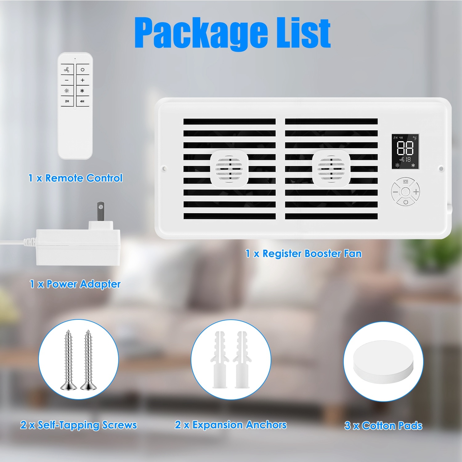 Register Booster Fan Smart AC Vent Booster Fan Fit 4in Plus 10in Register Holes With 3 Modes 10 Speeds 2H 4H Timer LCD Screen 2 Scent Diffuser Slots Remote Control Dual Motors For Wall Ceiling Floor - Image 4
