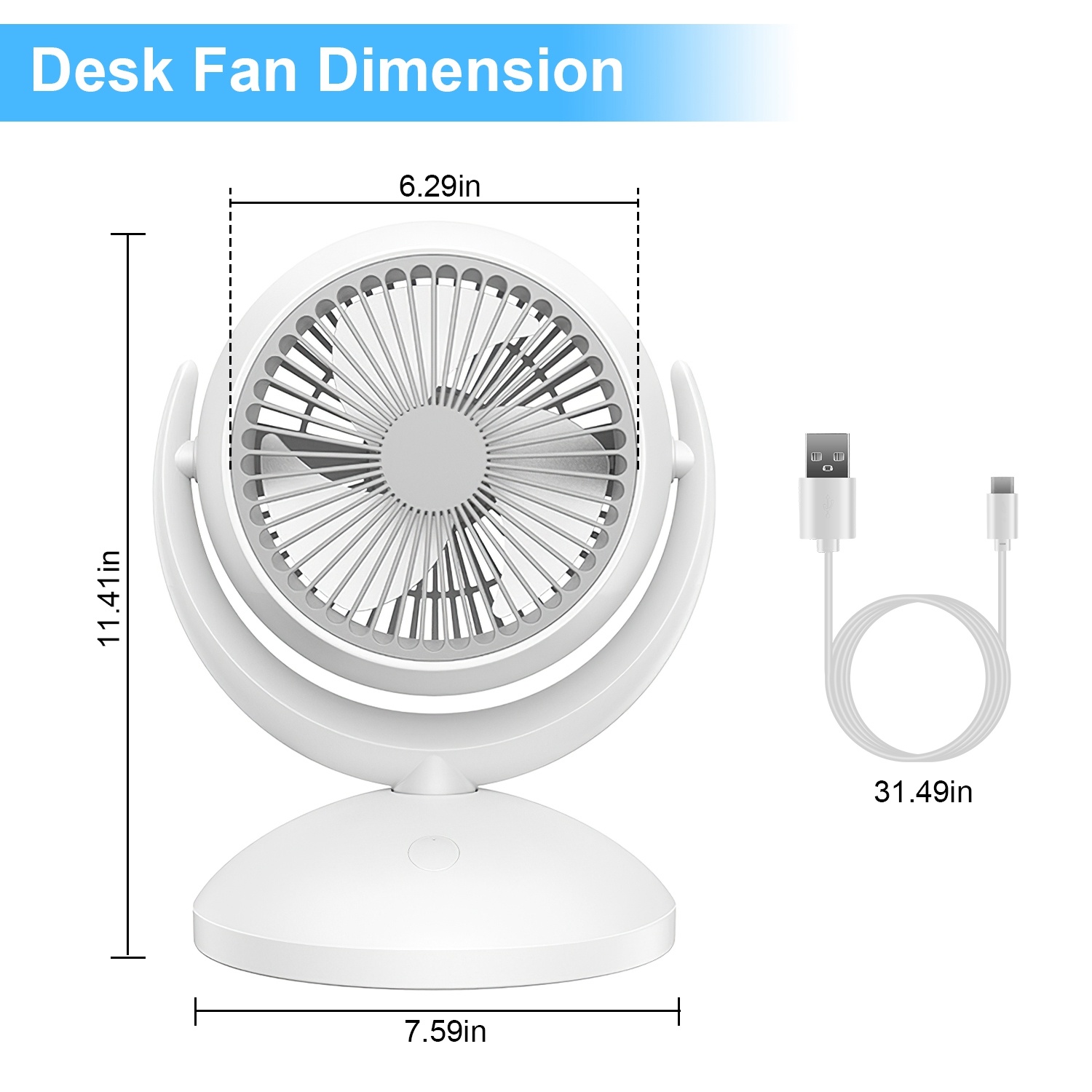 Air Circulator Desk Fan Portable Desktop Rechargeable Oscillating Fan With 4 Speeds 360 Degree Tilt Head Automatic Rotation Quiet 40dB Table Fan For Home Office Bedroom - Image 8