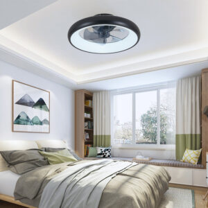 20 Black LED Ceiling Fan Light Dimmable Adjustable Color Temperature, APP Remote Control, Modern Smart Ceiling Fan For Living Room, Bedroom, And Dining Room Silent 6-Speed Reversible DC Motor