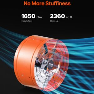 Gable Mount Fan, 15 Inch Attic Exhaust Fan With Adjustable Thermostat & Outer Mesh, 1650 CFM House Ventilator Cools Up To 2360 Sq.Ft, Quiet Ventilation For Roof, Garage & Shop, Vibrant Orange