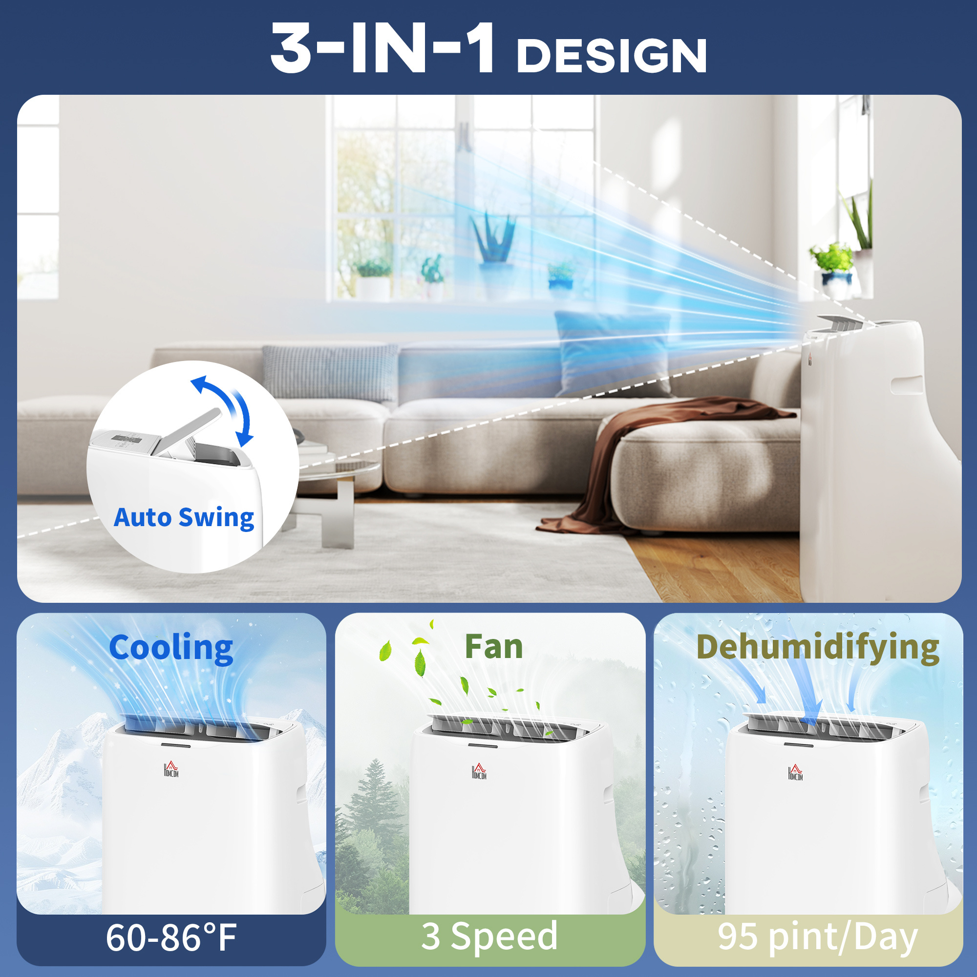 14000 BTU Portable Air Conditioner, Inverter & Dual Hose AC Unit w/ Cool, Dehumidifier, Fan, for 700 Sq. ft, Window Kit - Image 6
