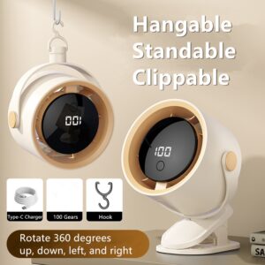 4 In1 Cooling Fan Camping Fan USB Rechargeable Foldable Clip Desk Fan 360 Adjustable 1-100 Speeds Wtih LED