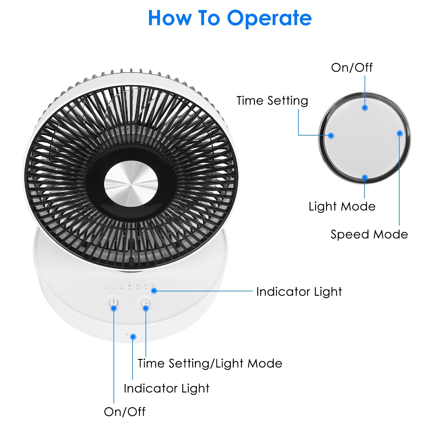 Foldable Rechargeable LED Desk Fan Wall Mounted Fan With Magnetic Remote Hanging Oscillating Fan With 4 Speeds 2 Brightness Time Setting Automatic Rotation - Image 7