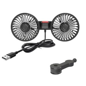 Dual Head Car Fan Portable Vehicle Truck Rotatable Auto Cooling Cooler For Backseat Air Fan USB Powered 3 Speeds