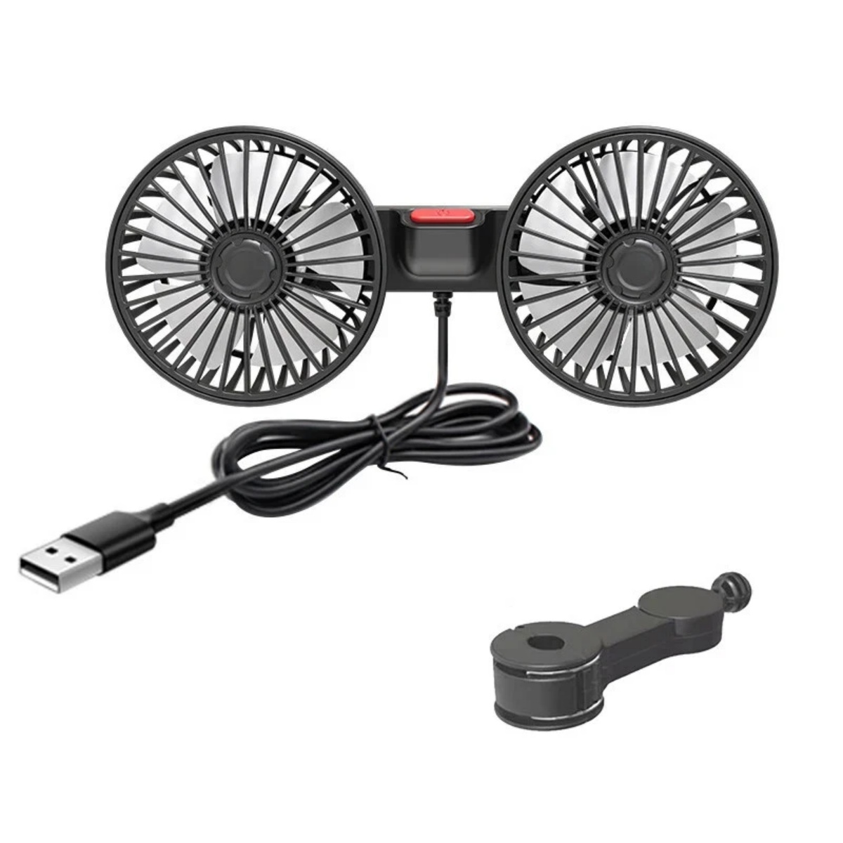 Dual Head Car Fan Portable Vehicle Truck Rotatable Auto Cooling Cooler For Backseat Air Fan USB Powered 3 Speeds - Image 2