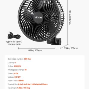 Plant Fan, Grow Tent Clip On Fan Rechargeable, USB Port With 9 Speeds & Circulation Mode, Smart Control, Powerful Oscillating, Long Runtime For Hydroponics Circulation Cooling, Black, 1 Pack