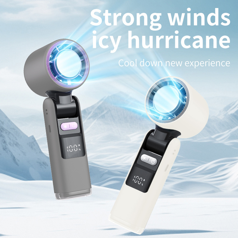 Portable Handheld Fan, Speed Adjustable Turbo Mini Fan, Reduced Temperature Mode, Rechargeable Digital Display Foldable Personal Fan With Night Light, Suitable For Women Men Outdoor - Image 5