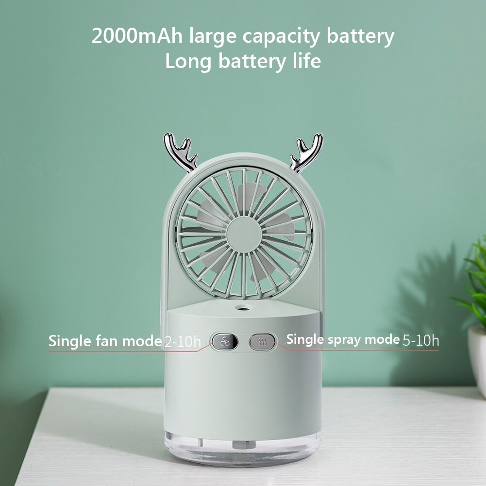 3-in-1 Deer USB Rechargeable LED Desktop Air Humidifier 3 Speed Cooling Fan Elegant humidifier Face Steamer Hydrates skin Spray - Image 3