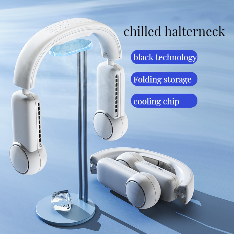 New Hanging Neck Fan Can Accommodate Hand-Held USB Mini Fan Without Leaf Lazy Cooling Hanging Neck Fan - Image 5