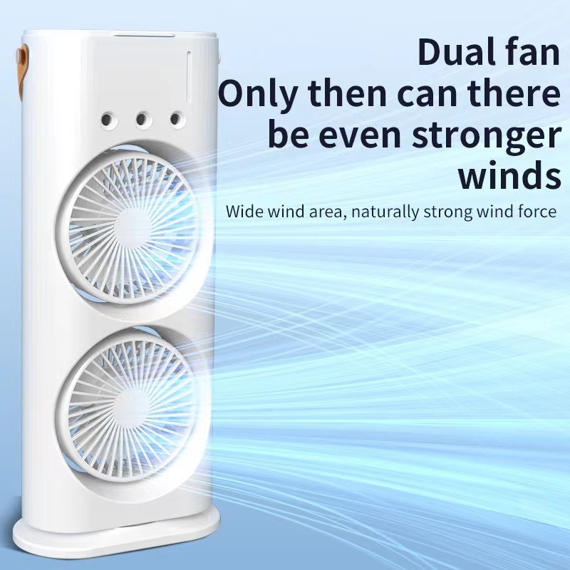 Double head spray fan USB office home dormitory desktop fan can shake the head mini fan