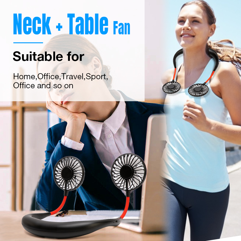 Mini USB Portable Fan Neck Fan Neckband With Rechargeable Battery Small Desk Fans handheld Air Cooler Conditioner for Room - Image 5