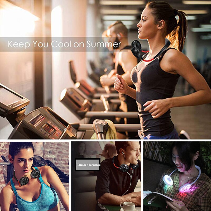 Mini USB Portable Fan Neck Fan Neckband With Rechargeable Battery Small Desk Fans handheld Air Cooler Conditioner for Room - Image 6