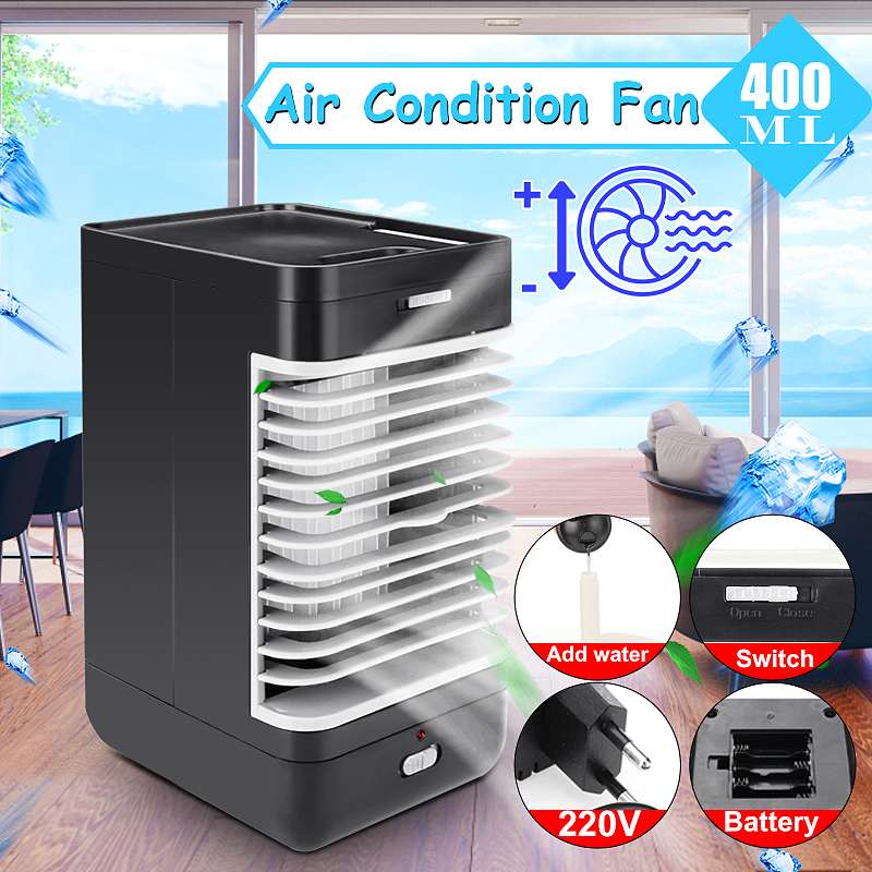 Mini Portable Air Conditioner Humidifier Purifier Desktop Cooling Fan Air Cooler Black Fan for Camping Outdoor Activities - Image 2