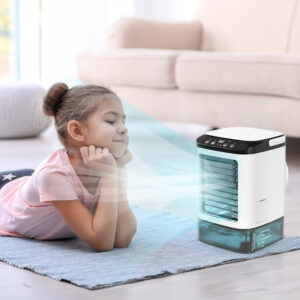 3-speed Portable Mini Air Cooler (900ML Tank) – Fan & Humidifier. For bedroom/office.