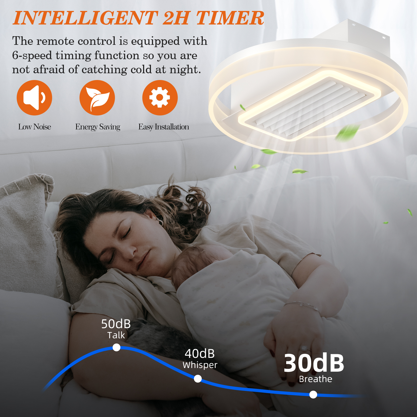 Bladeless Fan Lamp With Lights Dimmable LED - Image 8