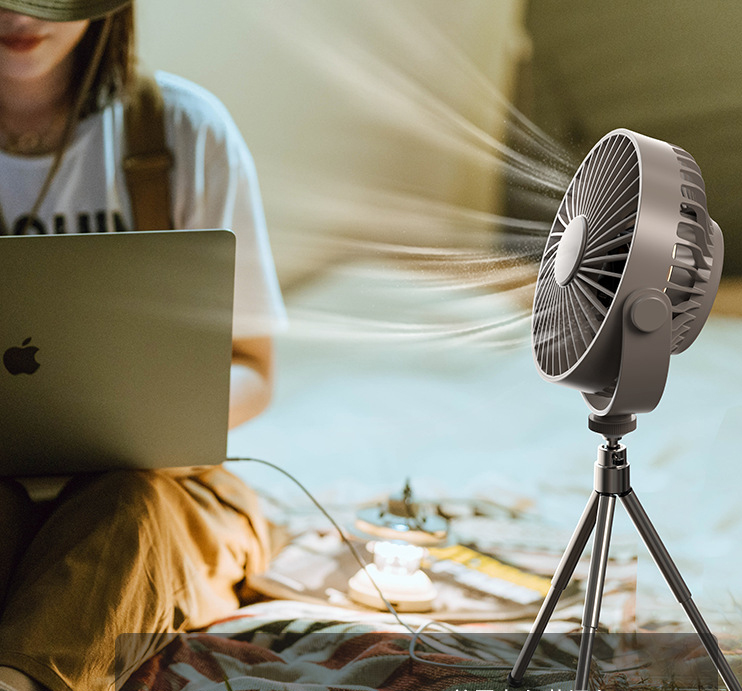 New Multi-Function Tripod Outdoor Camping Lighting Fan Intelligent Remote Control Timing Can Hang Small Fans - Image 2
