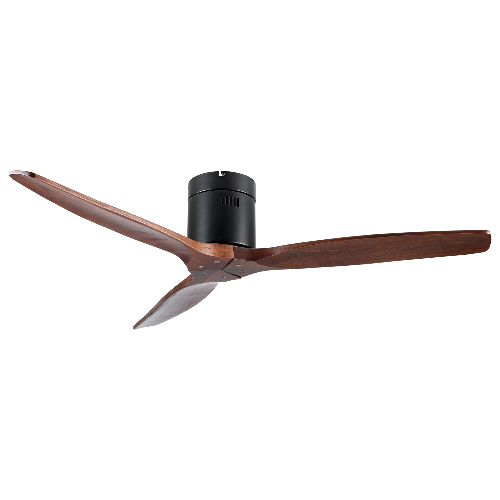 52" YUHAO Farmhouse Rustic Ceiling Fan without Light - Matte Black with Solid Wood Blade - Image 4