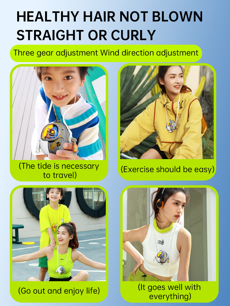 New Mecha Neck Hanging Fan Cartoon Mini Handheld Small Fan Usb Personalized Fashion for Children and Adults - Image 4