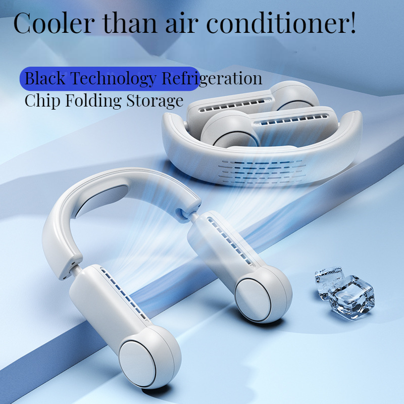 New Hanging Neck Fan Can Accommodate Hand-Held USB Mini Fan Without Leaf Lazy Cooling Hanging Neck Fan - Image 4