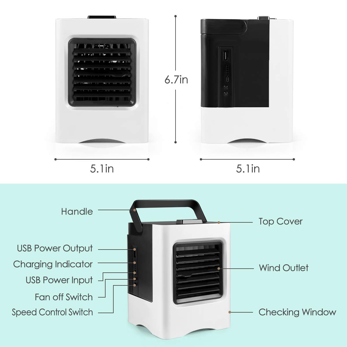4 in 1 Rechargeable Portable Air Conditioner USB Mini Air Cooler Humidifier Purifier Air Cooling - Image 3
