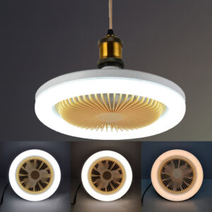 30W Silent 3 Speeds Ceiling Fan with Remote Control with Lighting Lamp E27 Converter Base for Bedroom Living Home