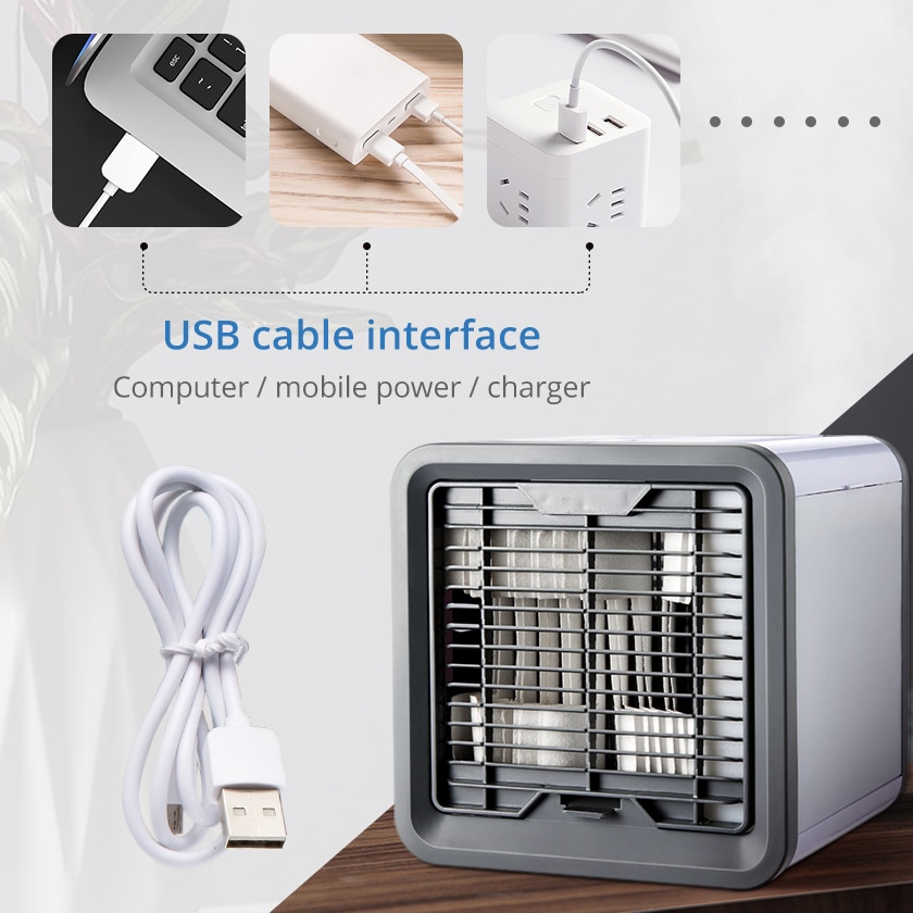 USB Mini Portable Air Conditioner Humidifier Purifier 7 Colors Light Desktop Air Cooling Fan Air Cooler Fan for Office Home - Image 6