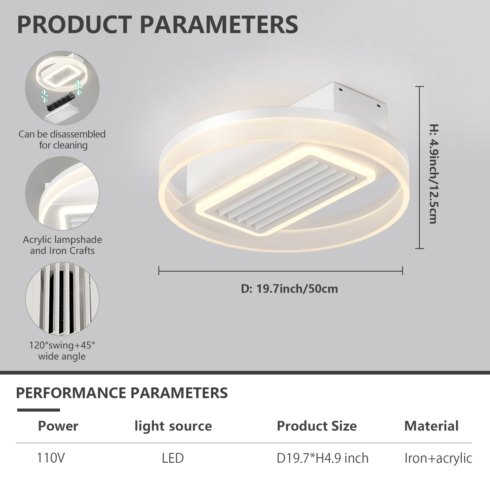 Bladeless Fan Lamp With Lights Dimmable LED - Image 6