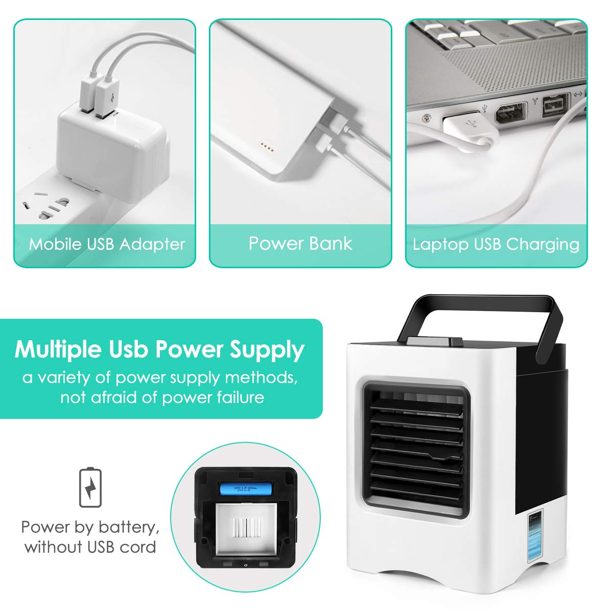 4 in 1 Rechargeable Portable Air Conditioner USB Mini Air Cooler Humidifier Purifier Air Cooling - Image 4