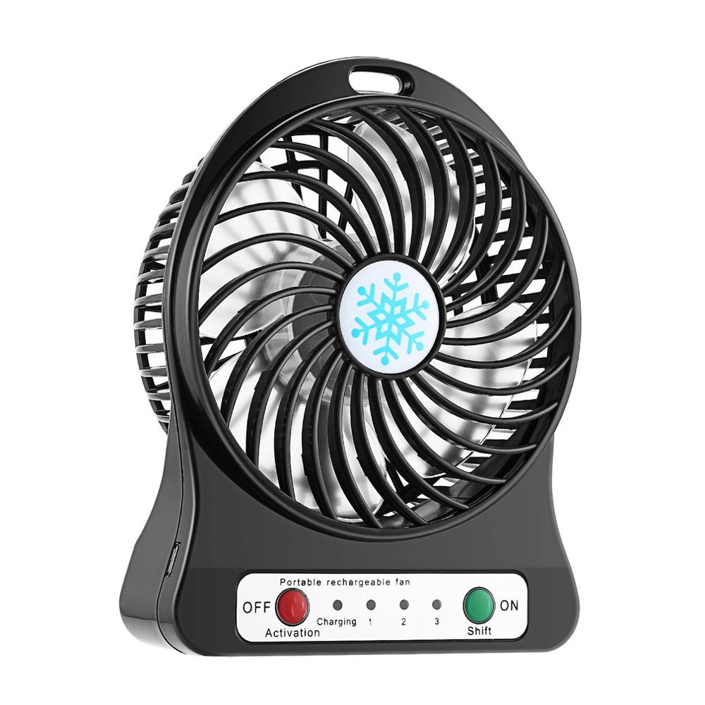 Mini Portable Fan Usb Rechargeable Air Cooler 4-inch 3 Modes Speed LED Lighting Function Desktop Fan Student Fan - Image 7