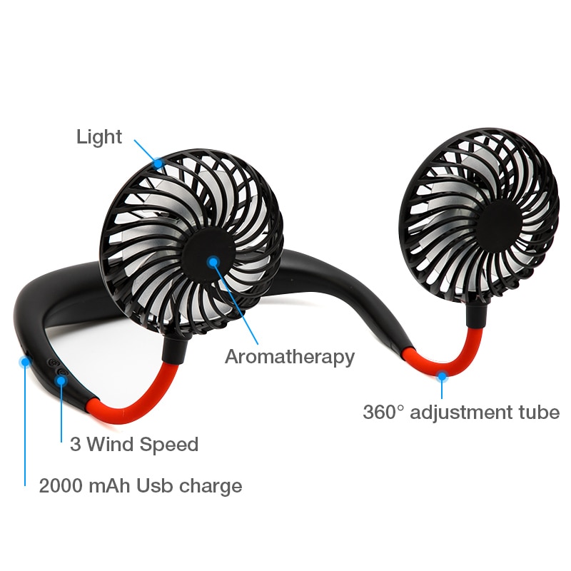 Mini USB Portable Fan Neck Fan Neckband With Rechargeable Battery Small Desk Fans handheld Air Cooler Conditioner for Room - Image 3