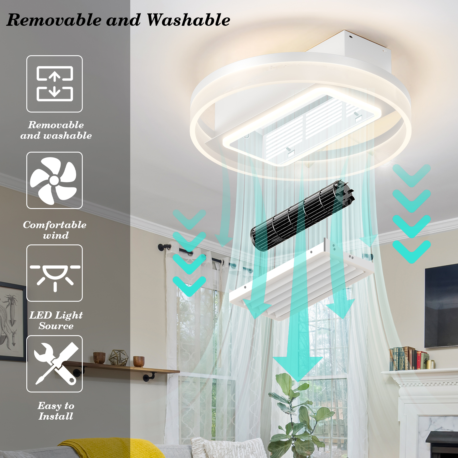 Bladeless Fan Lamp With Lights Dimmable LED - Image 13