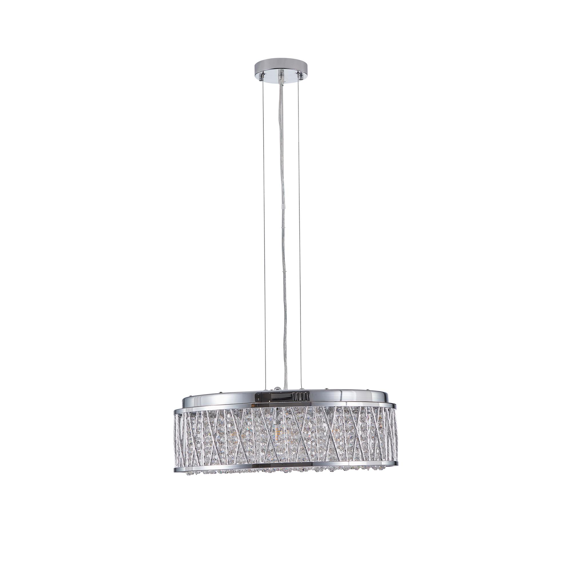 Modern Crystal Pendant 18.9-inch Aluminum+Iron Circular Ceiling Light Embedded Ceiling Fixture - Image 2