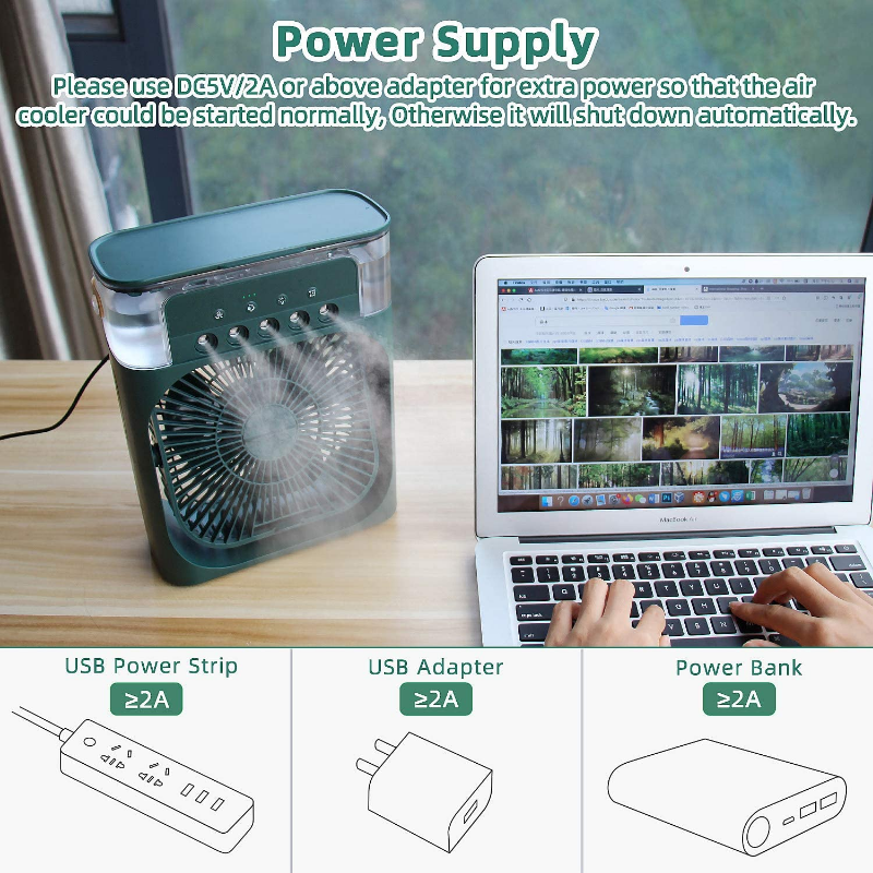 Desktop Electric Fan Air Cooler Water Cooling Spray Fan Portable Air Conditioner USB Humidification Fan Mini Air Humidifier - Image 7