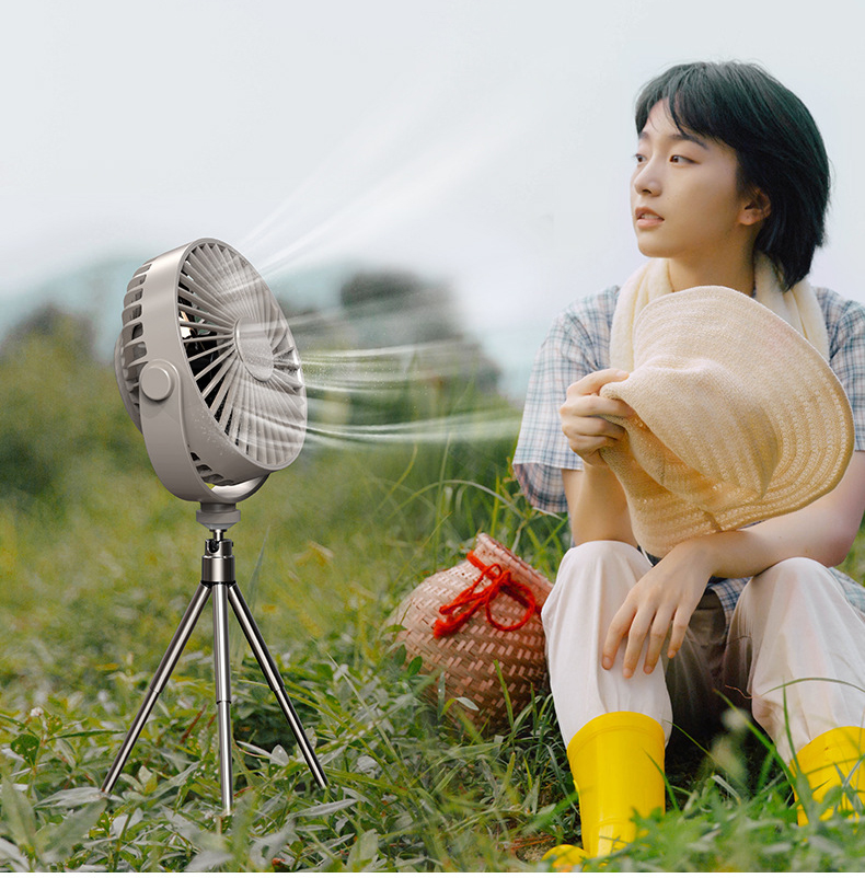 New Multi-Function Tripod Outdoor Camping Lighting Fan Intelligent Remote Control Timing Can Hang Small Fans - Image 3