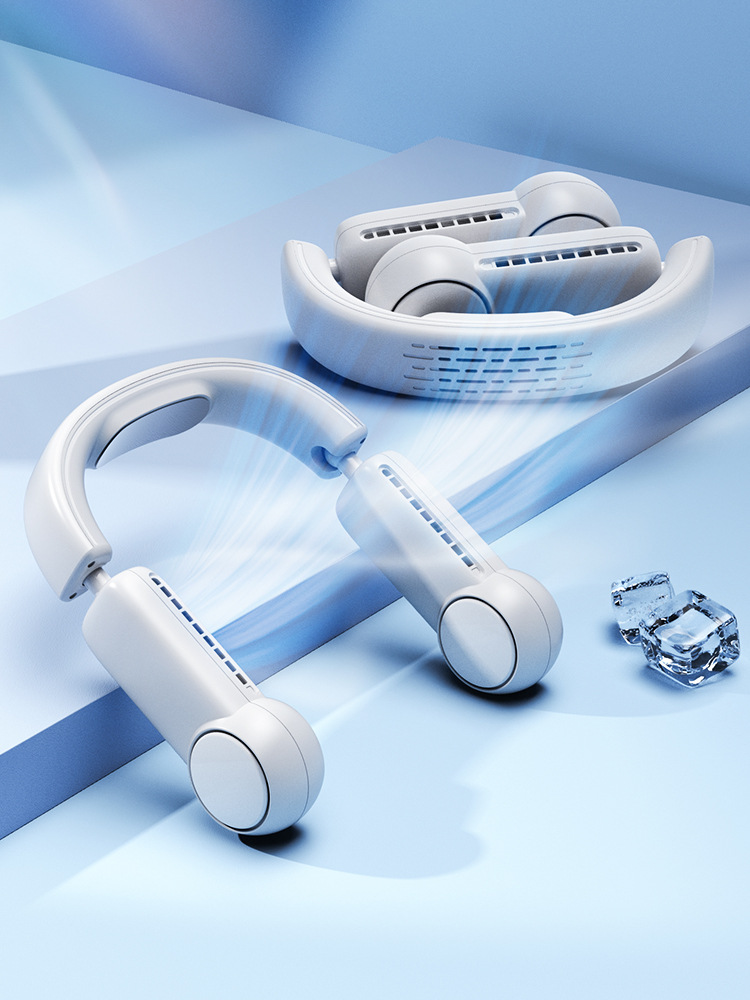 New Hanging Neck Fan Can Accommodate Hand-Held USB Mini Fan Without Leaf Lazy Cooling Hanging Neck Fan - Image 9