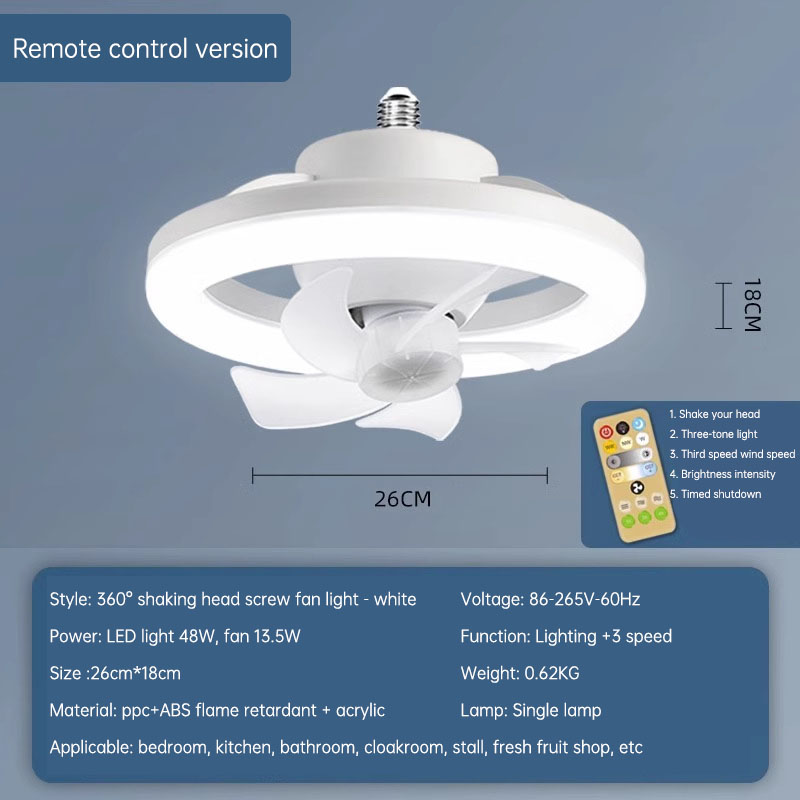 360 Rotating 48W Ceiling Fan E27 With Led Light And Remote Control 360 Rotation Cooling Electric fan Lamp Chandelier For Room Home Decor - Image 7