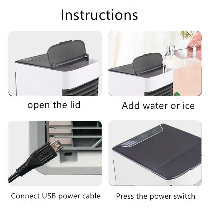 USB Mini Portable Air Conditioner Humidifier Purifier 7 Colors Light Desktop Air Cooling Fan Air Cooler Fan for Office Home - Image 5