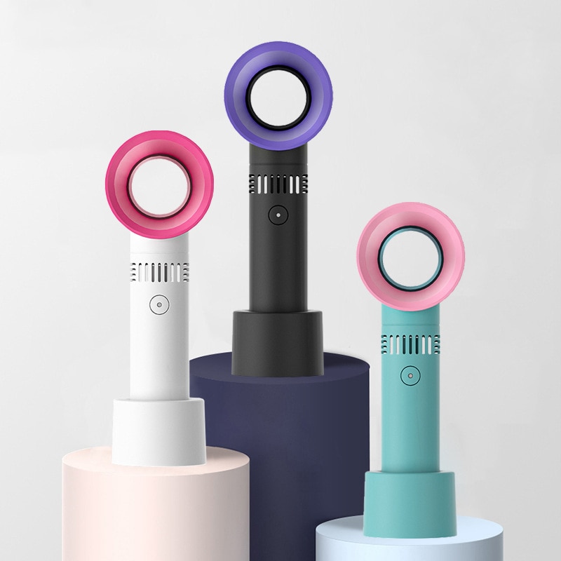 Mini Portable Fan USB Rech Mini Portable Fan USB Rechargeable Night Light Cooling Handheld Fan Three Speed - Image 2