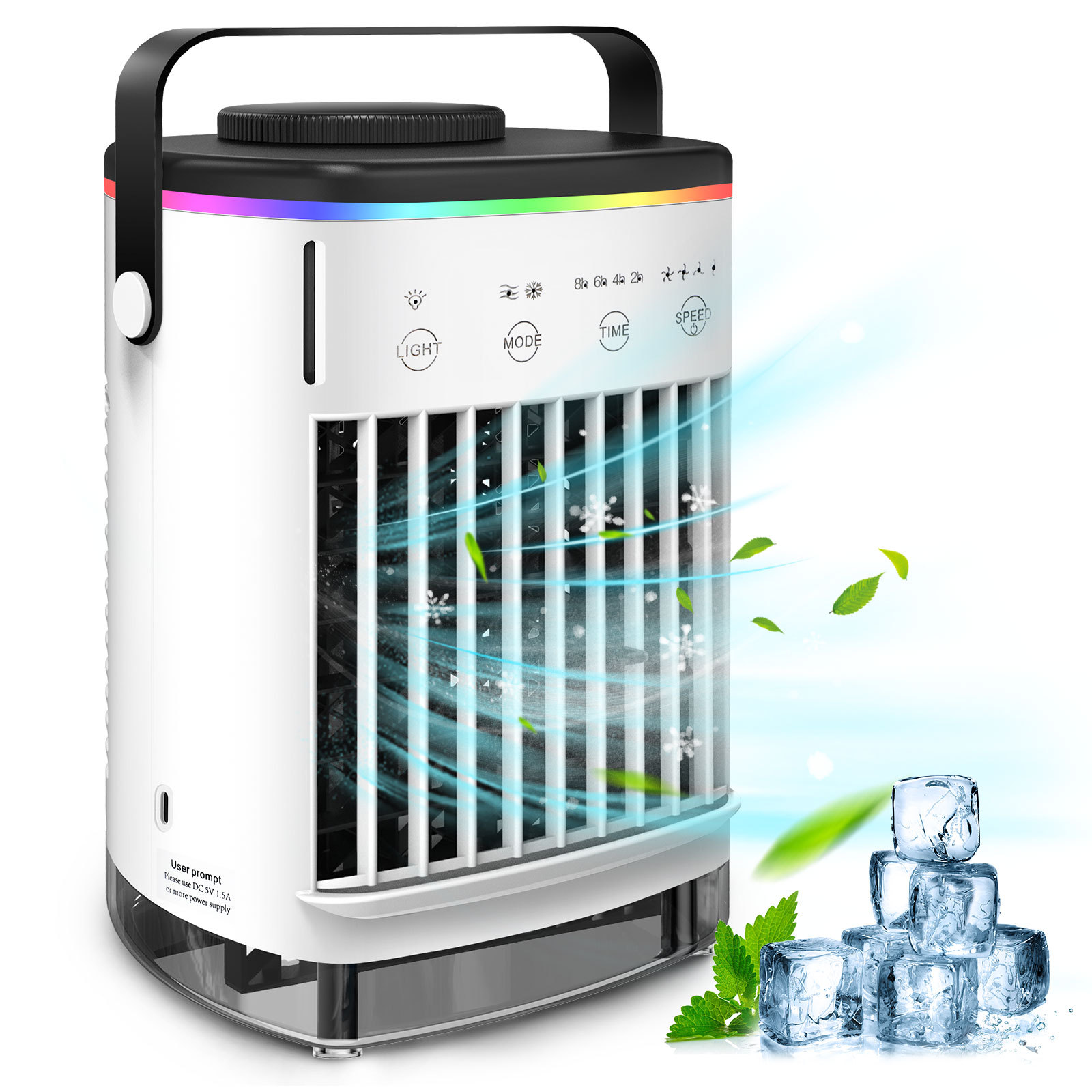 4-Speed Air Conditioning Fan USB Humidification Spray Cooling Fan Household Air Cooler Portable Electric Fan Mini - Image 5