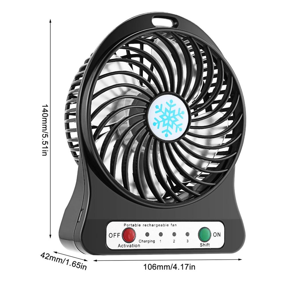 Mini Portable Fan Usb Rechargeable Air Cooler 4-inch 3 Modes Speed LED Lighting Function Desktop Fan Student Fan - Image 6