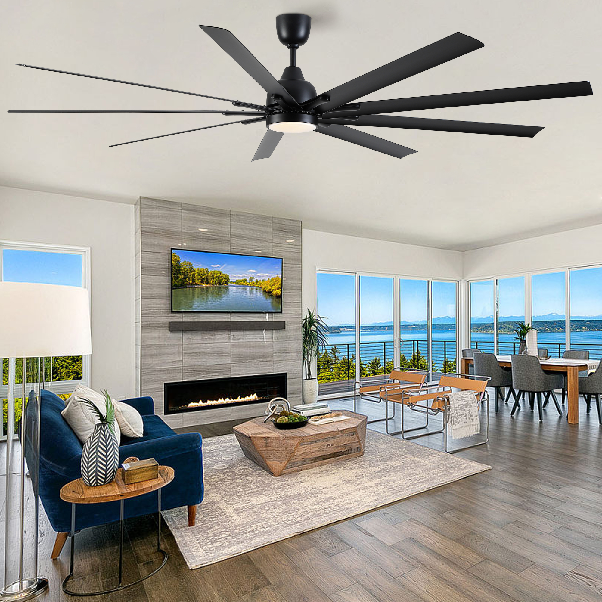 84 In Super Large Black Ceiling Fan with Remote Control - Image 2