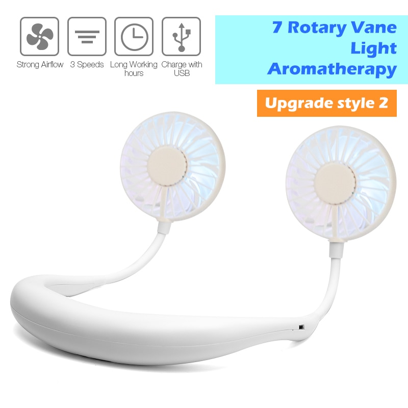 Mini USB Portable Fan Neck Fan Neckband With Rechargeable Battery Small Desk Fans handheld Air Cooler Conditioner for Room - Image 8