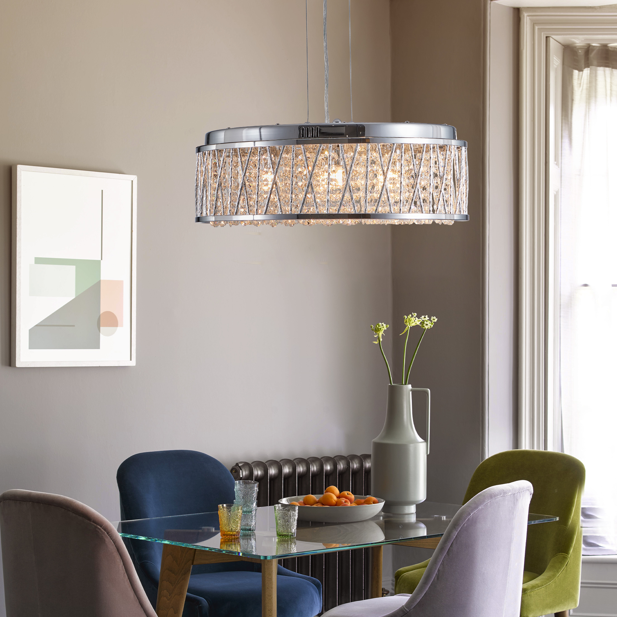 Modern Crystal Pendant 18.9-inch Aluminum+Iron Circular Ceiling Light Embedded Ceiling Fixture - Image 6