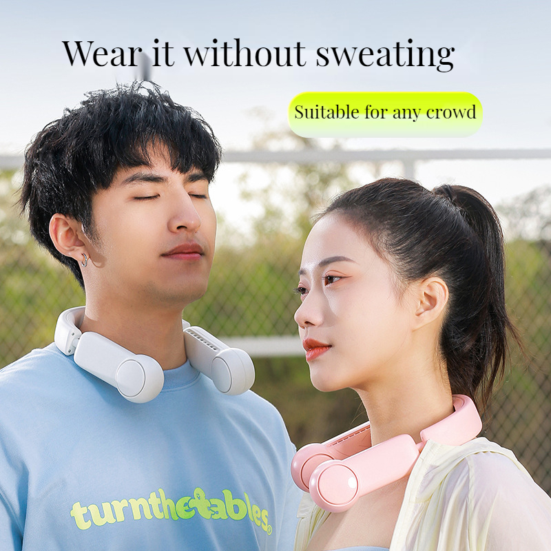 New Hanging Neck Fan Can Accommodate Hand-Held USB Mini Fan Without Leaf Lazy Cooling Hanging Neck Fan - Image 2