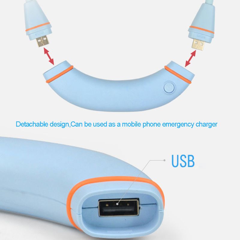 Rechargeable Hands-Free Neck Hanging Sports 3 Gears Fan Wearable Portable USB Flexible Rechargeable Neckband Mini Desk Fan Air - Image 2